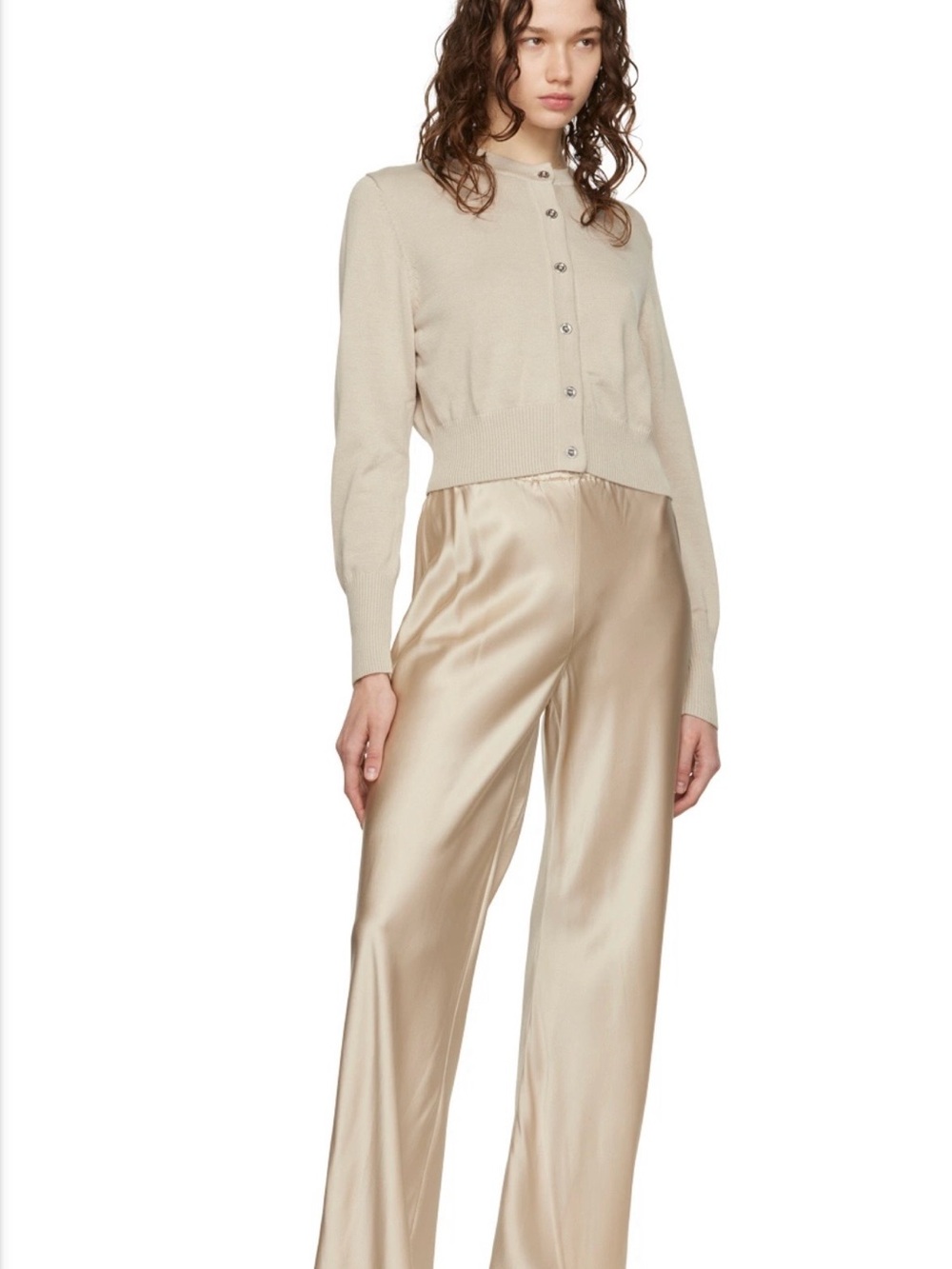 Silk Laundry 💯 Silk Gold Wide-Leg Bias Cut Lounge Pants